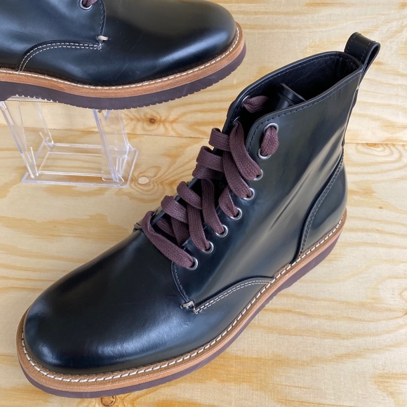 COACH Genuine Leather Boots Derby Smooth Black - Picture 10 of 12